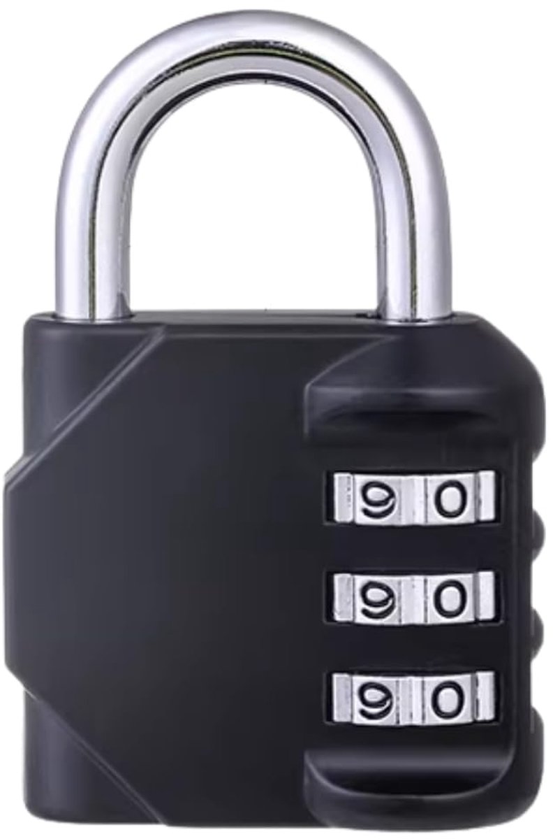 Kofferslot, 3-cijferig cijferslot, ultralicht hangslot (45 g) voor koffer, rugzak, sporttas – zinklegering, zwart - ShopVlot