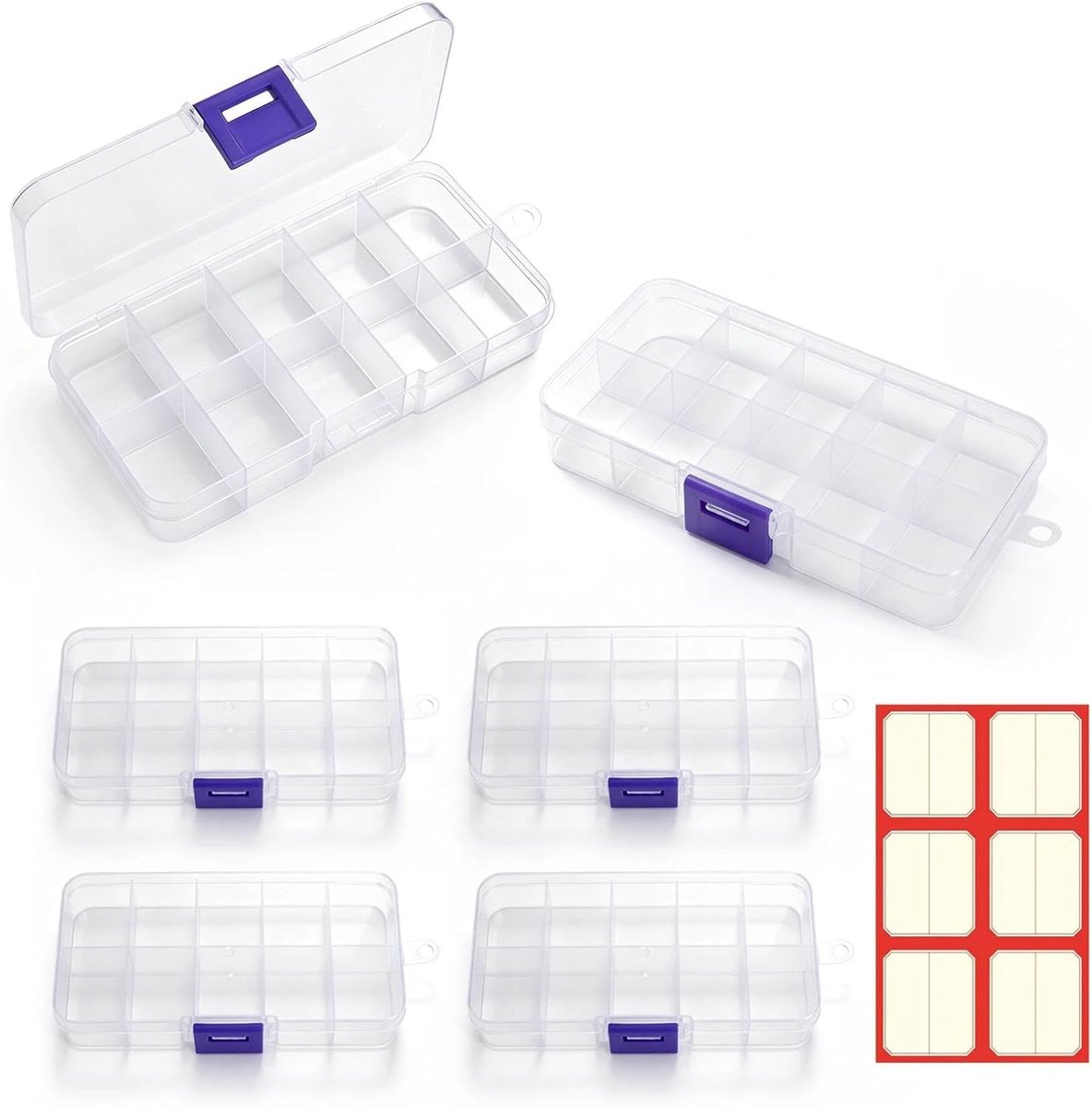 Sorteerdozen 6 stuks - Transparante opbergdozen - Organizer voor kleine onderdelen - Ideaal voor sieraden en kralen - ShopVlot