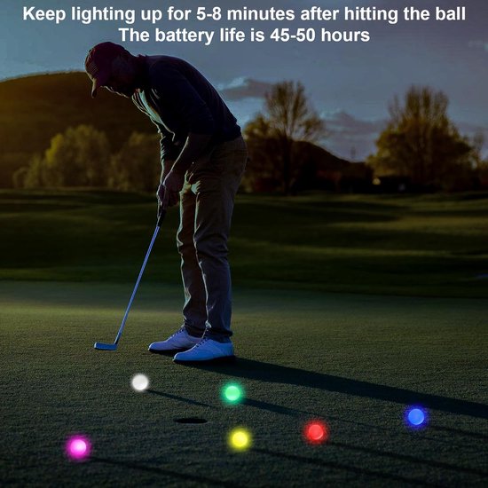 LED golfballen 6 stuks - lichtgevend - verschillende kleuren - ideaal voor nachtgolf - ShopVlot — afbeelding 2