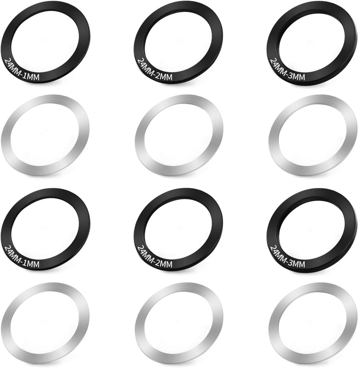 Binnenlager afdichting voor trapas fiets - 12 stuks binnenlagerafdichting sluitringen afstandhouders set, 24 mm trapas spacer kit voor BB86/91/92/BB30/PF30, ideaal accessoire voor fietscrank