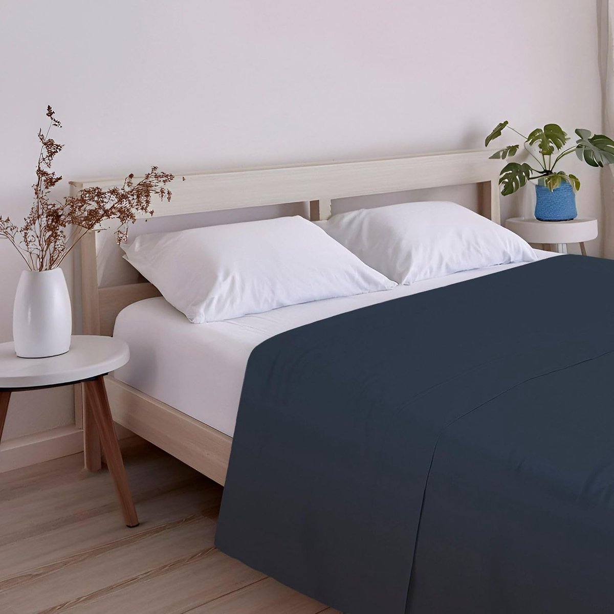 Extra zacht en comfortabel laken voor bedden van 180 cm, marineblauw, gemaakt in Spanje, ademend, onderhoudsvriendelijk