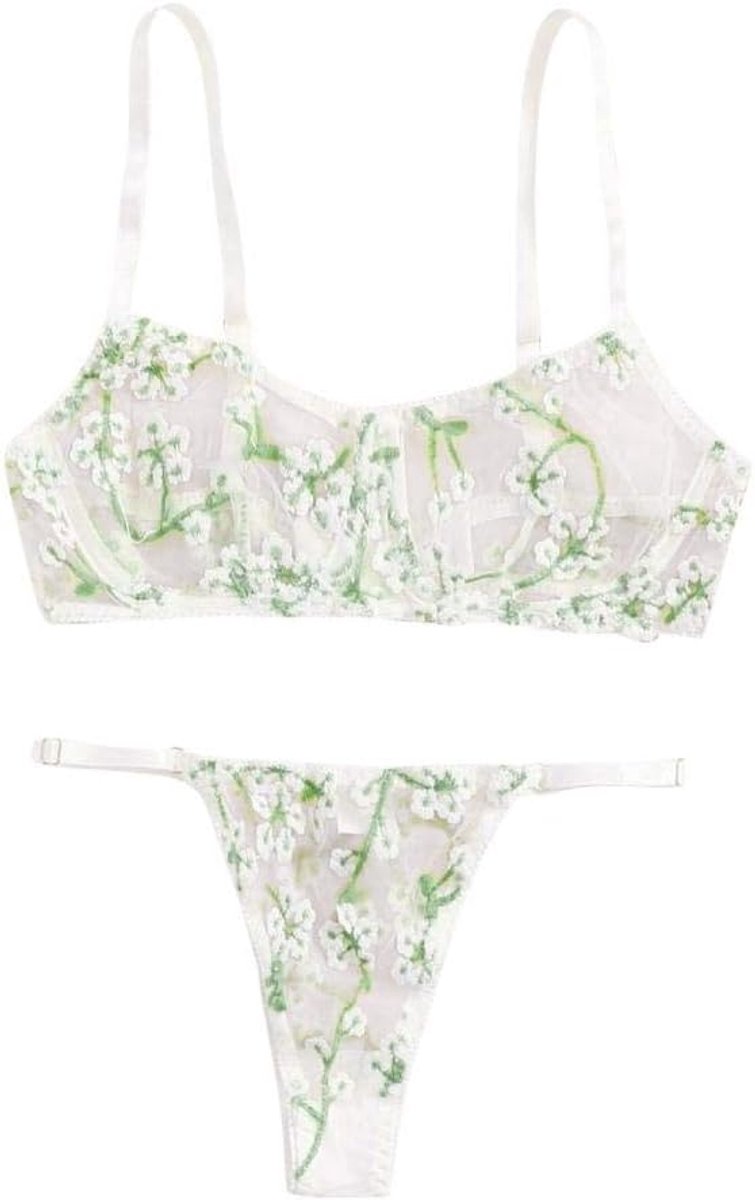 Lingerie Dameslingerie Vrouwen Sexy Lingerie Perspectief Kanten Beha String Borduurwerk Lingerie Set