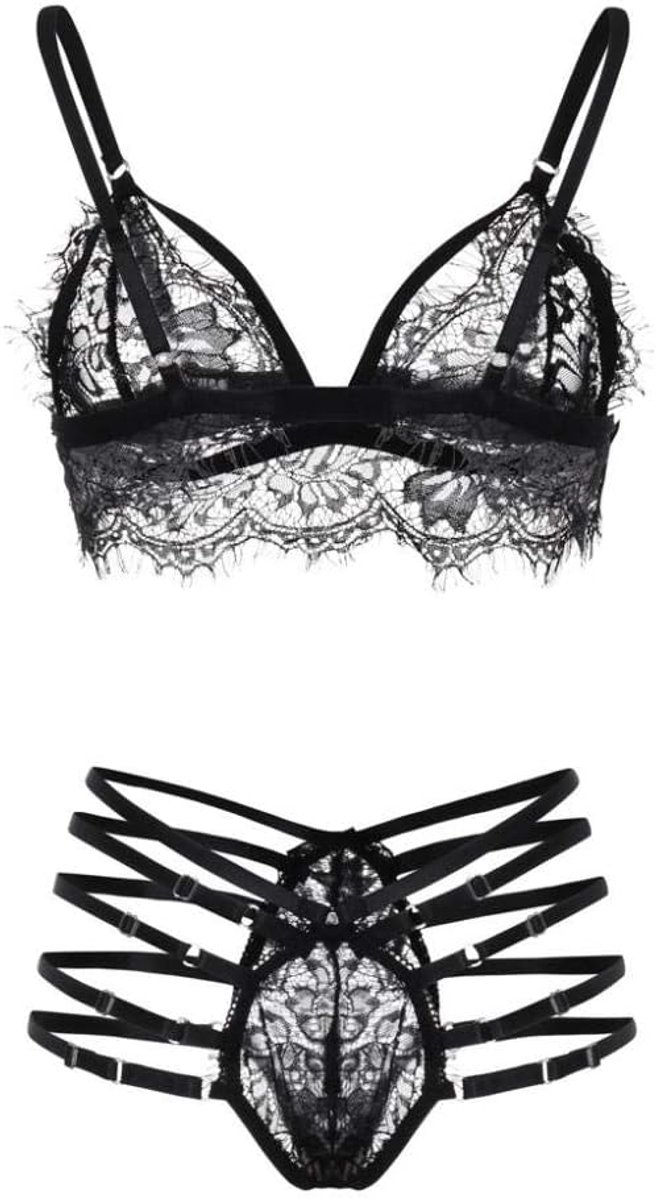 Lingerie Sexy Erotisch Ondergoed Vrouwen Kousenband Beha String Zwarte Kostuums