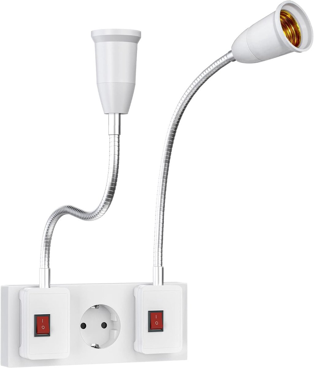 2 stuks E27 zwanenhals lamp stopcontact, lamphouder met schakelaar, fitting met flexibele kabel voor LED E26/E27 gloeilamp, AC 230 V keukenlamp, leeslamp, wandlamp, zonder gloeilamp - 40 cm