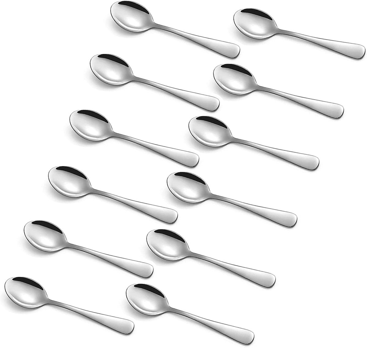 Espressolepels van 304 RVS, 12 Stuks, 10.2cm, Zilver