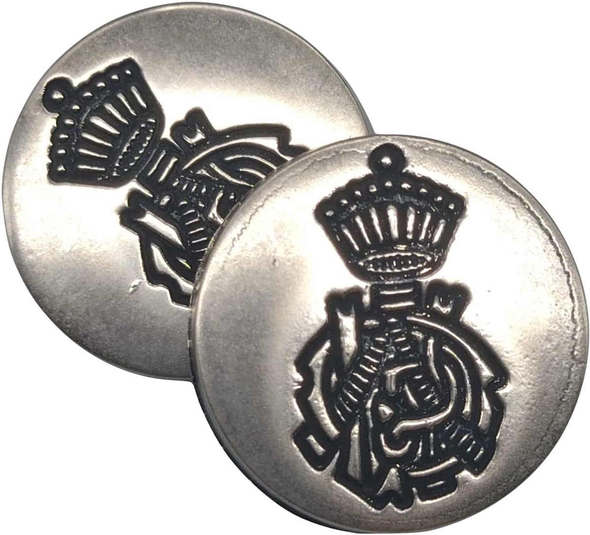 Knopen goud en zilver met wapengravure - 2 maten 15 en 20 mm - Gemaakt en verzonden vanuit Spanje (zilver, 20 mm)