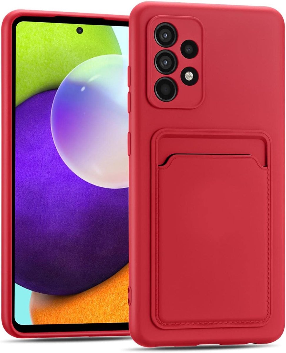 Hoesje compatibel met Samsung Galaxy A53 5G Case, Premium siliconen Cover met Kaartslot voor Samsung A53 5G Hoesje, Rood