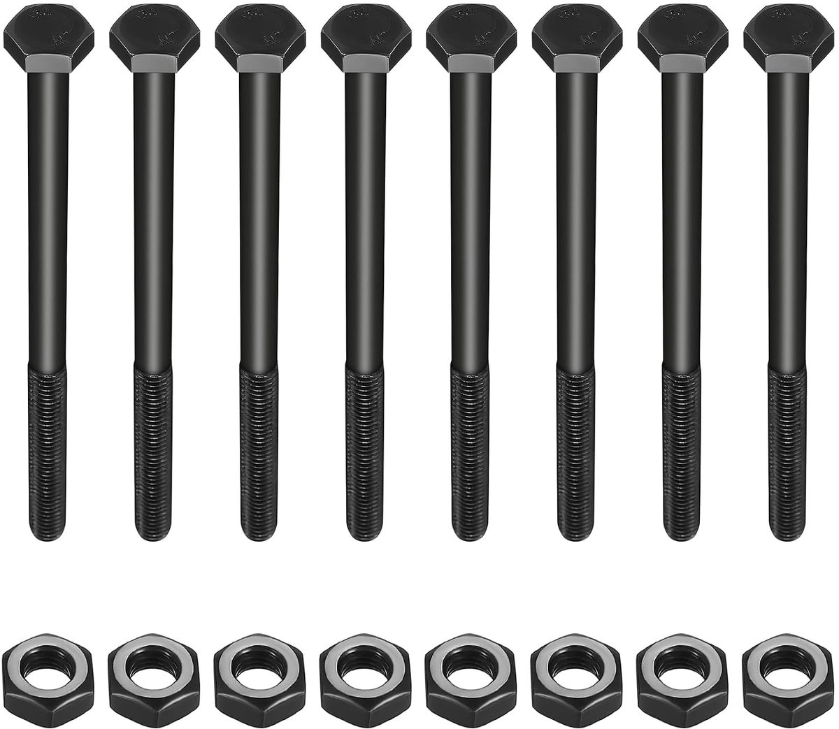 8 stuks M10 bouten en moeren, M10 x 160 mm zeskantschroeven, set met gedeeltelijke schroefdraad, mechanische schroeven voor autobouw