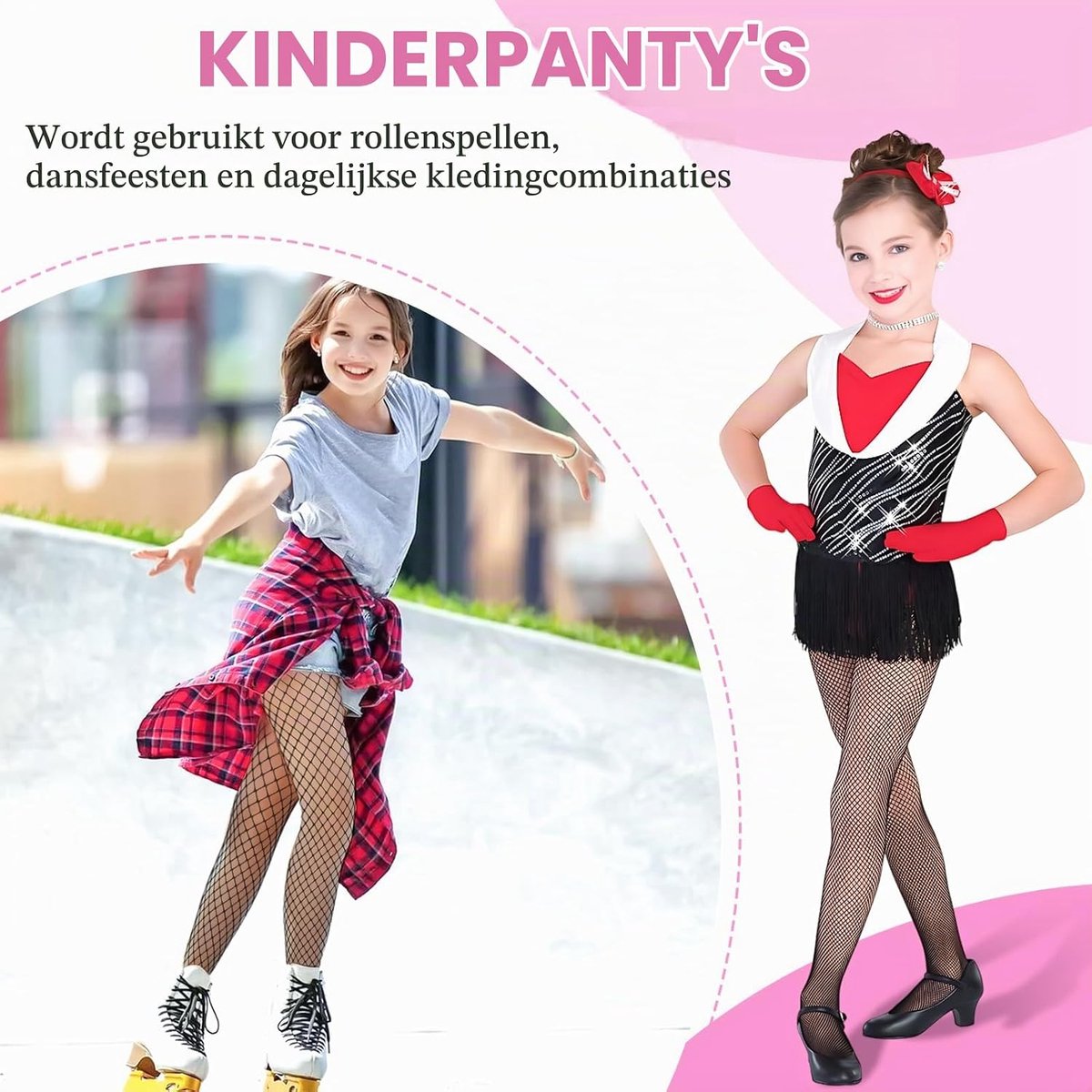 2 stuks netpanty's voor meisjes, visnet, panty voor meisjes, ballet, cosplay, kostuum, dans, kinderen, kant, schoolpanty's, zwart, 18