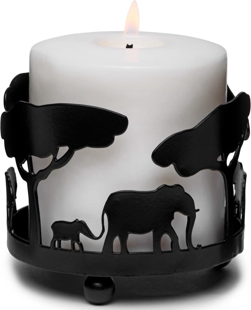 Kaarshouders voor Kamer Decor | Safari dier Kaars houders voor woonkamer | zwarte Kaarhouders - Kaars Stand Woon Decoratie woonkamer (Olifant Ontwerp)