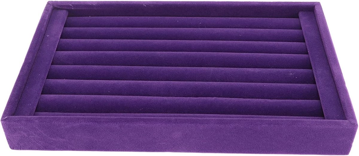 7 Slots Fluwelen Ringdienblad Oorbellen Etui, Sieraden Display Organizer Stapelbare Opbergdoos, Paarse Fluwelen Ring Organisator, Sieraden Ring Dozen voor Meerdere Ringen