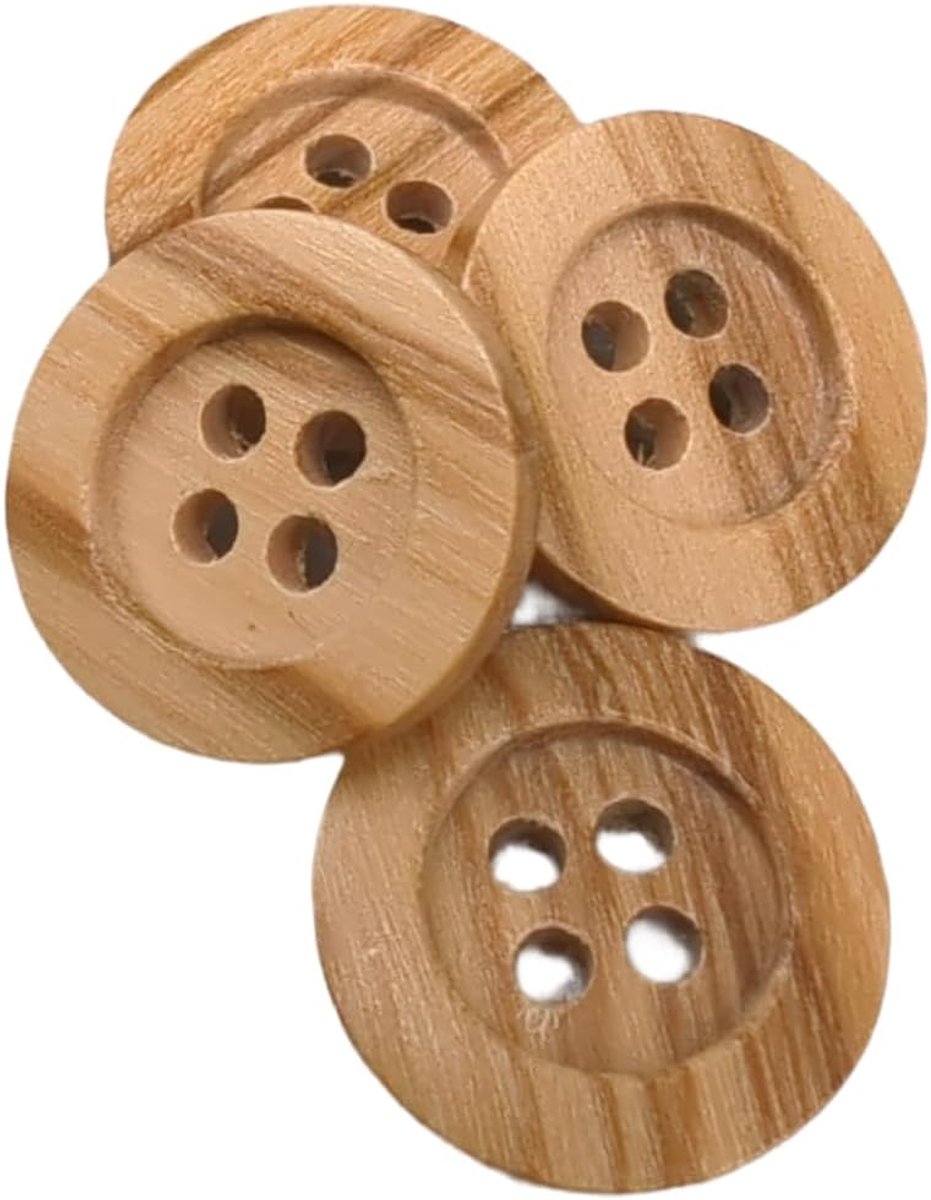 Knopen met 4 gaten (12,15,18,20,25 mm) - Olijfhout - Licht hout - Naaigerei * Gemaakt en verzonden vanuit SPANJE * Made in SPAIN *