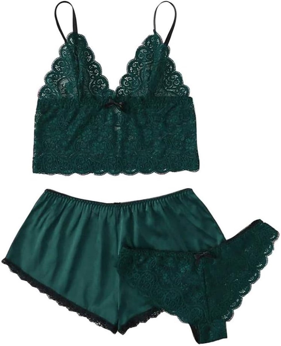 Nachtkleding kant lingerie nachtjurk lingerie sexy jurk met string voor damesSexy Lingerie Kanten Shorts Set Dames Ondergoed Nachtkleding S-XL Sexy Ondergoed Plus Size Lingerie Sexy Nachtkleding-