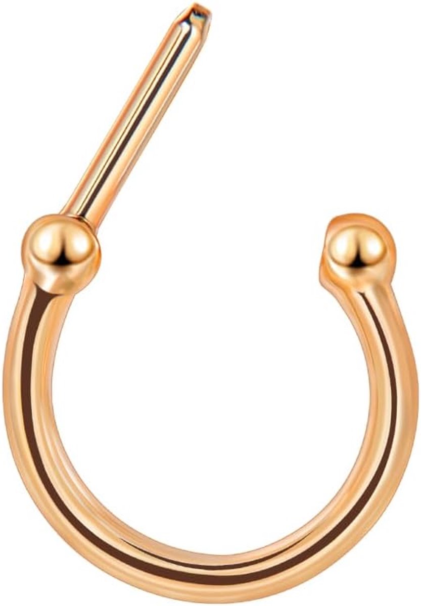 16G septum piercing ring van roestvrij staal, hoefijzerdesign in zilver, goud, roségoud en zwart, 10 mm