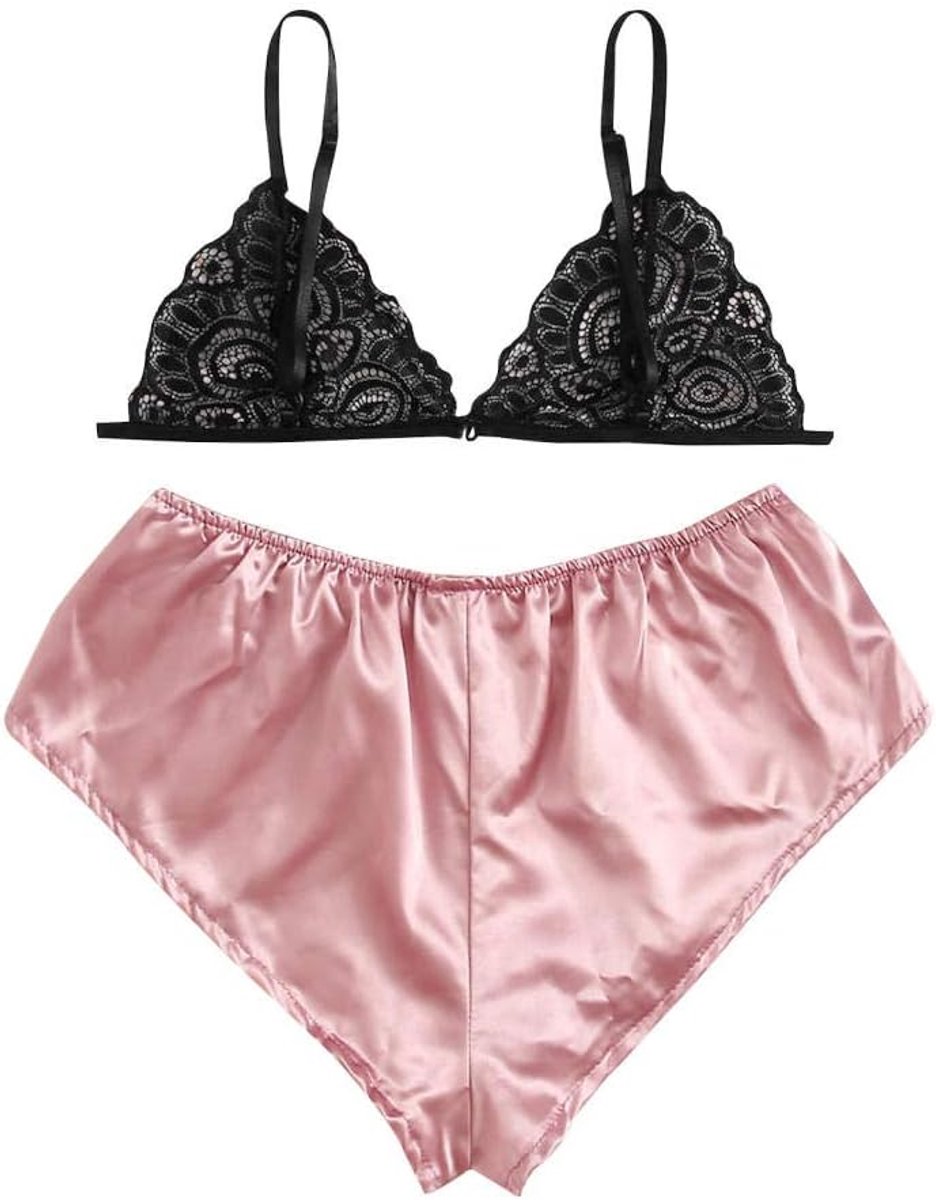 2 ST Dames Sexy Lingerie Nachtkleding Kanten Beha Doorzichtige Verleiding Erotische Porno Vrouwelijk Ondergoed Sets-Pink_XL