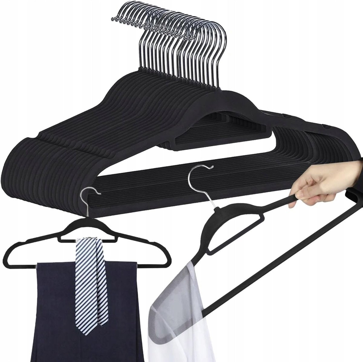 20 stuks kleerhangers van fluweel, draaibare haak