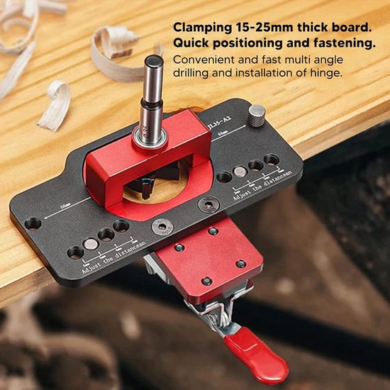 Scharniermal, 35 mm deurscharnier jig nauwkeurige vergrendelingskast scharnier jig, aluminiumlegering verstelbare snelle ponskast hardware mal voor houtbewerking — afbeelding 2