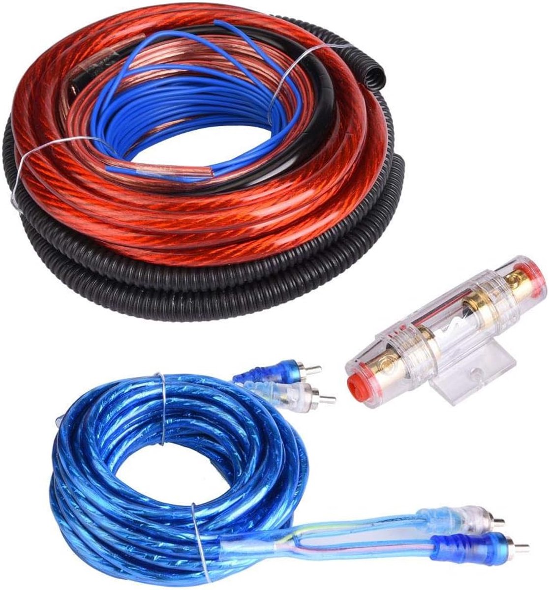 SnelShoppen - Audio Amplifier Wire Kits 4 Gauge 2800W Car Audio Subwoofer Speaker Installatie Kabelset met Fuse Pack - Hoogwaardige PVC Kabels, Duurza