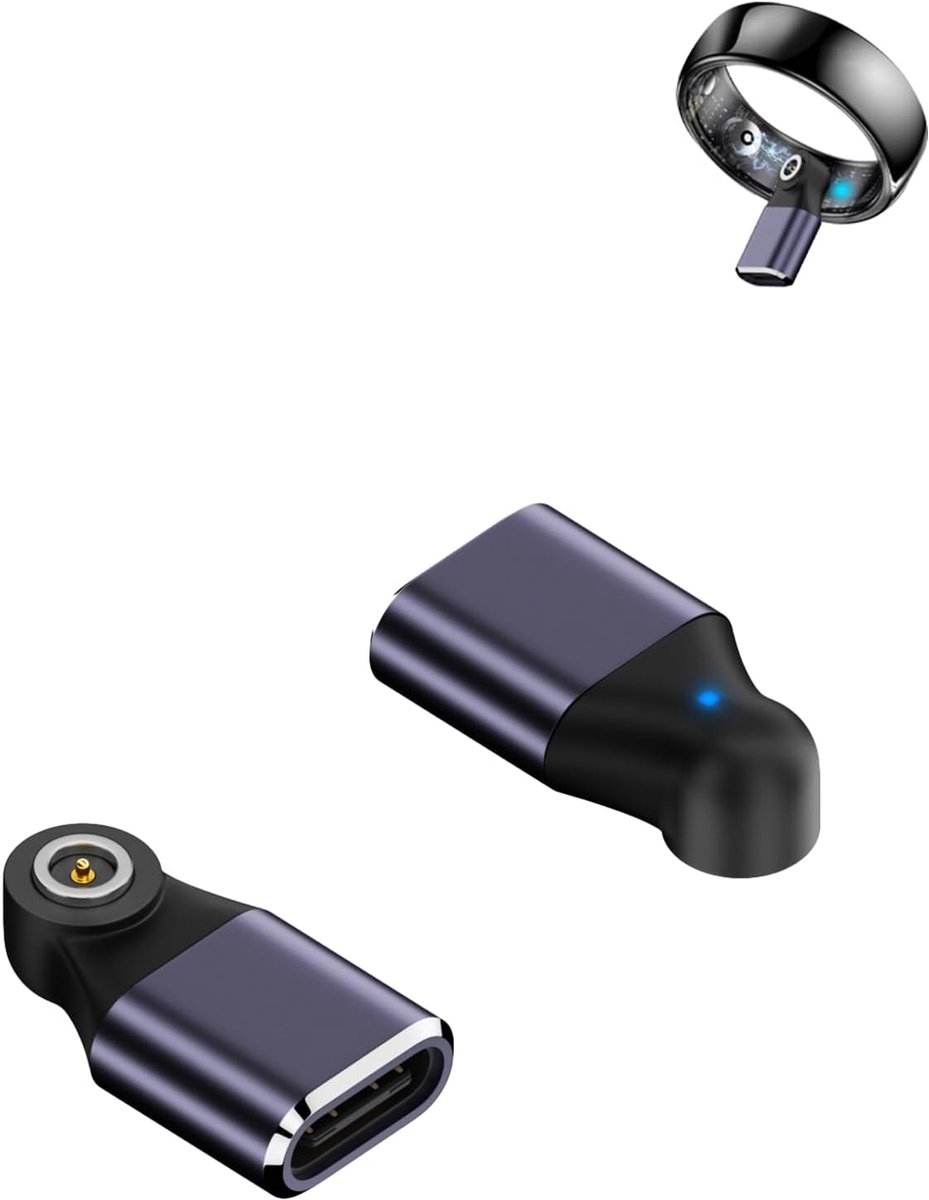 SnelShoppen - 2 PCS Magnetische USB-C Oplaad Adapters voor Slimme Ringen - Stabiele en Veilige Verbinding - Compatibel met Smarring Lilac - Perfecte O