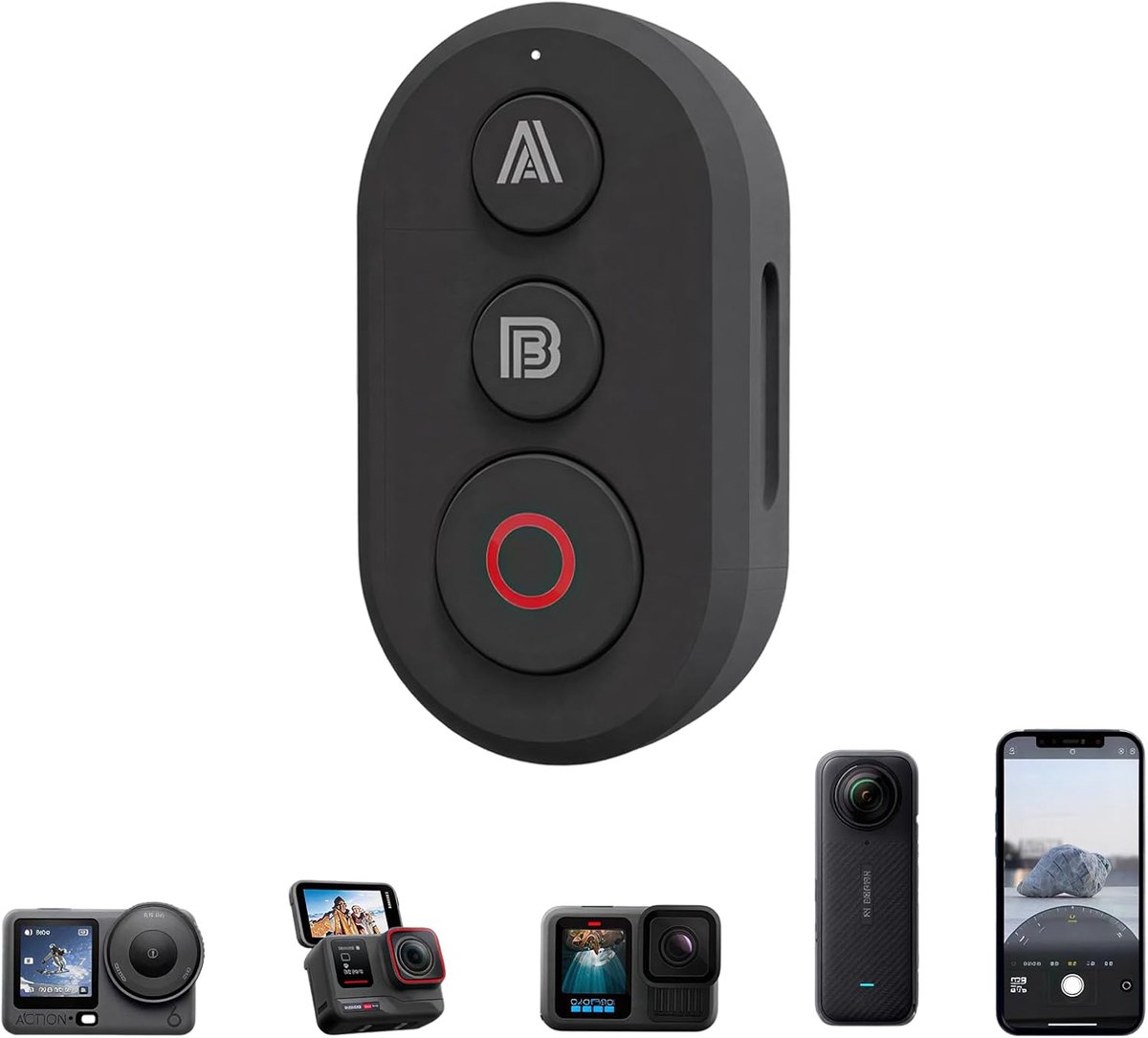 SnelShoppen - Bluetooth Afstandsbediening voor Action Camera's - Compatibel met Action 4, 5 Pro, 6 - 25m Bereik - Nauwkeurige Bewegingstracking - Incl