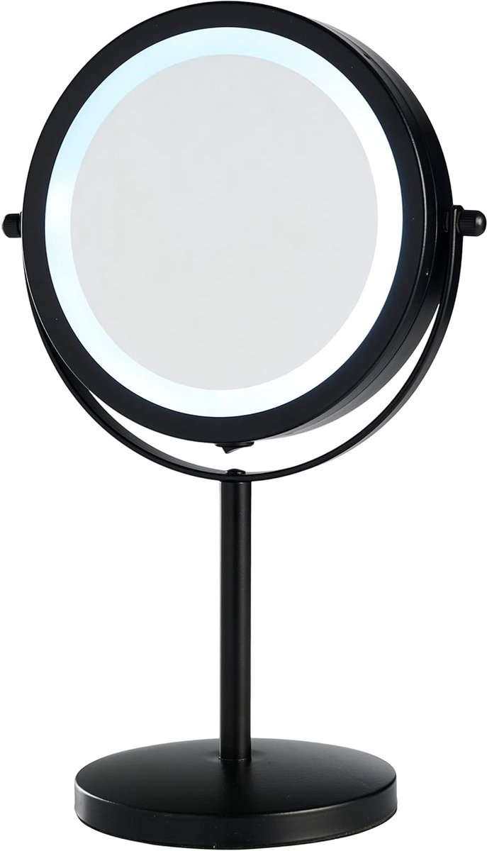SnelShoppen - Day Useful 360° Rotatable Make-up Spiegel met LED Verlichting - Dubbelzijdig - 5x Vergrotend - Ideaal voor Scheren en Make-up