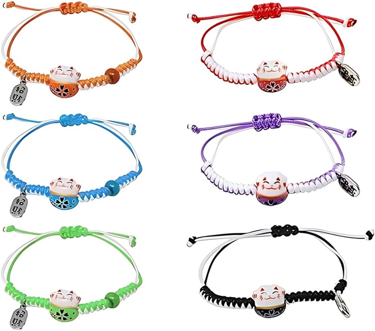 Maneki Neko kattenarmbanden - keramisch - met gelukstekst - voor positieve energie - ShopVlot