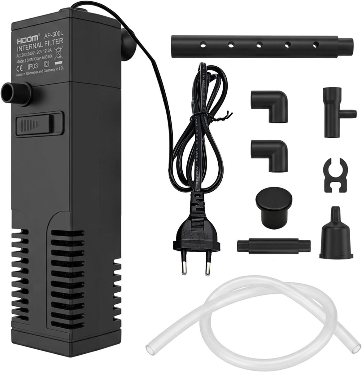 SnelShoppen - Binnenfilter voor Aquarium 20L-40L - 3-in-1 Pomp met Dubbele Filtratie - Stil en Eenvoudig te Installeren - Voor Zoet en Zout Water - Zw