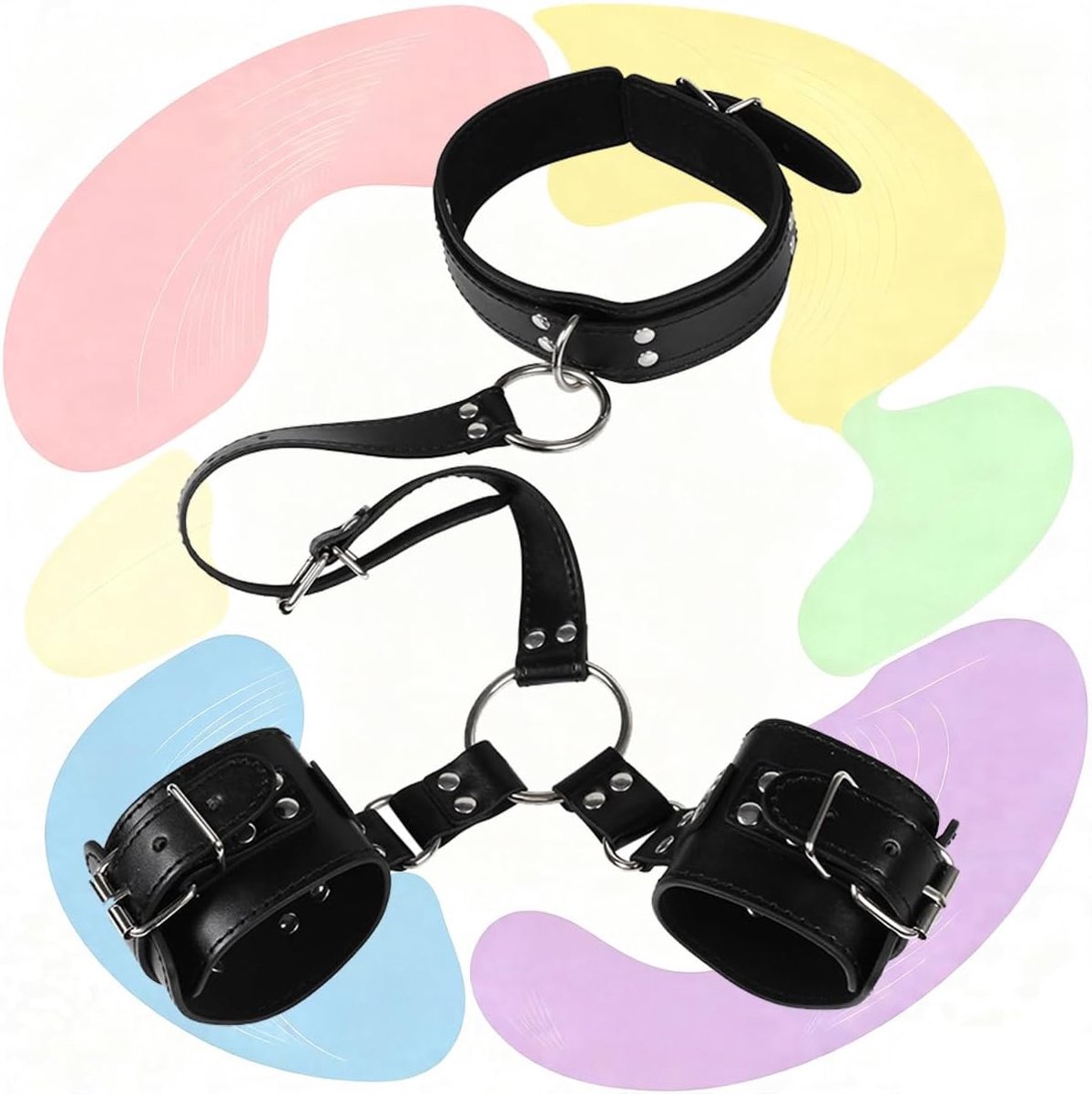 Set Bdsm Accessoires Flexibele En Multifunctionele Verstelbare Zwarte Zachte Lederen Fitness Handboeien En Enkel Manchetten Voor Pols En Been Krachttraining - D39