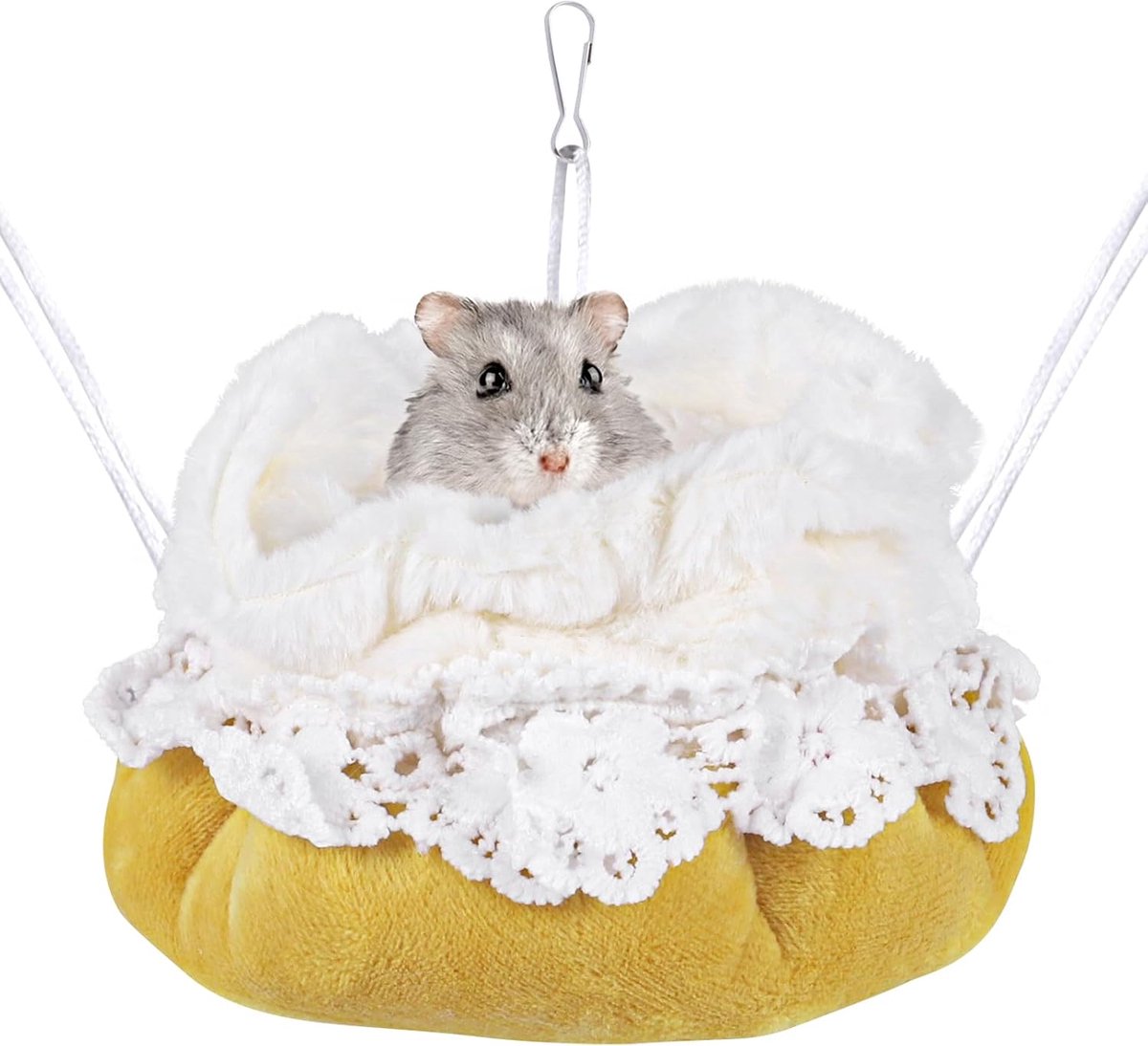 Hangmat klein dier suiker zweefvliegtuig rat warm pluche huis opknoping bed nest huisdier beddengoed kooi accessoires voor slaap spelen (geel)