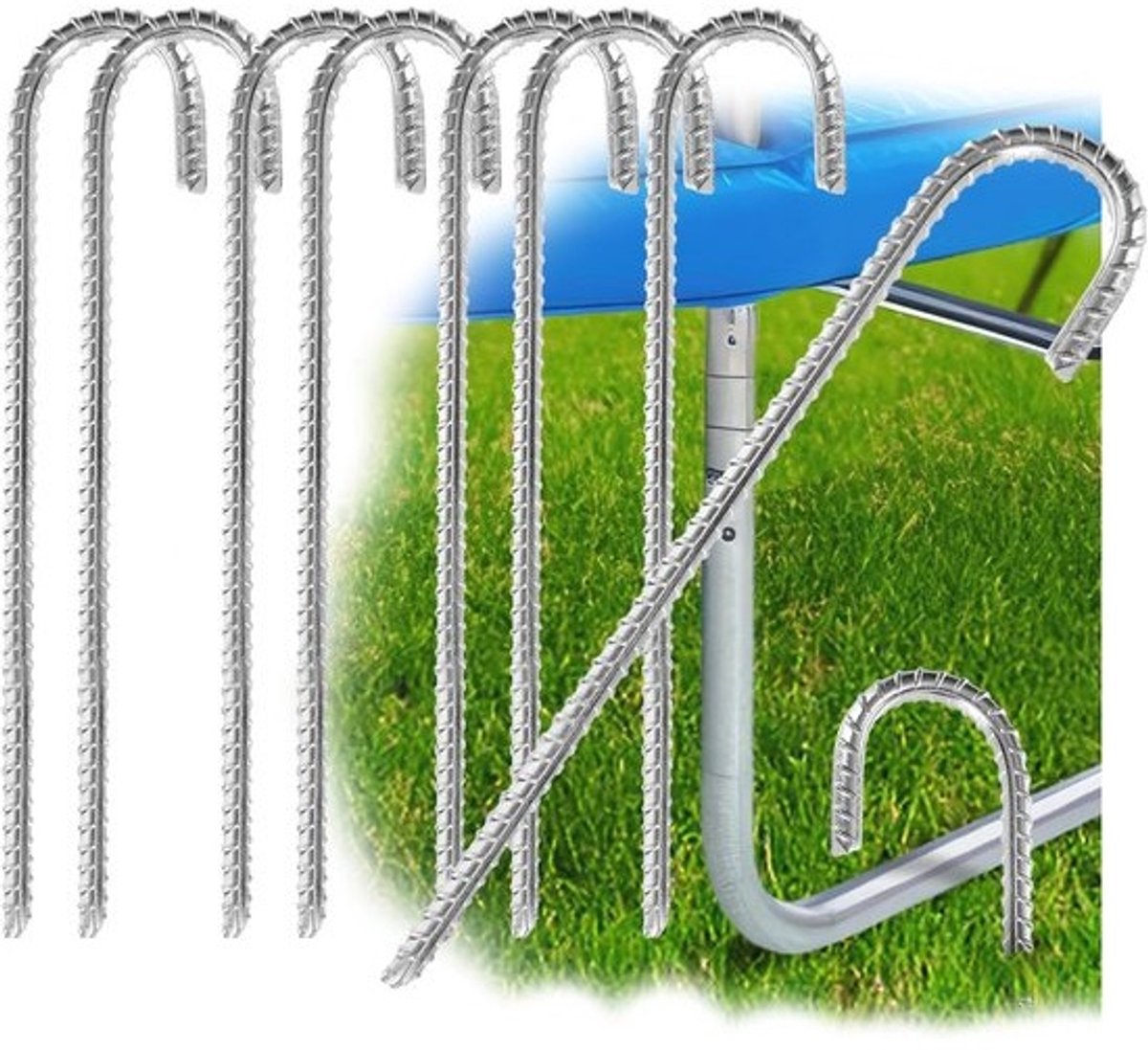 8x XL grondankers voor optimale stabiliteit - J-vormige gegalvaniseerde haringen voor tenten, paviljoens en trampolines