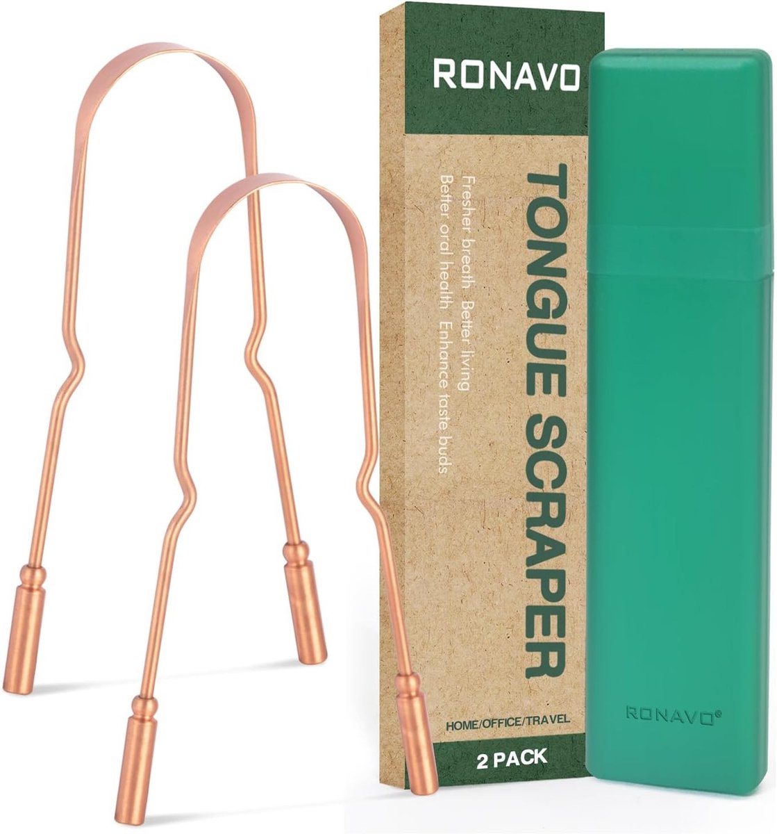 Koperen Tongschraper - Roségoud - U-vormig - 100% Natuurlijk - Voor Volwassenen en Kinderen