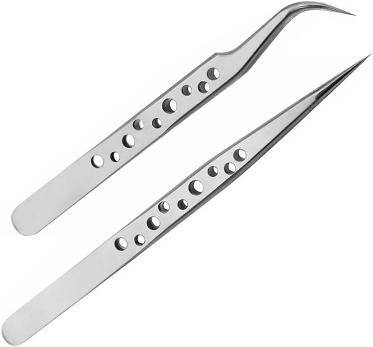 4 stuks pincetten, precisiepincetten, modelbouw, elleboogpincet, puntige pincet, industriële pincet, roestvrij stalen pincet, antistatisch, lab voor doe-het-zelf sieraden, elektronica