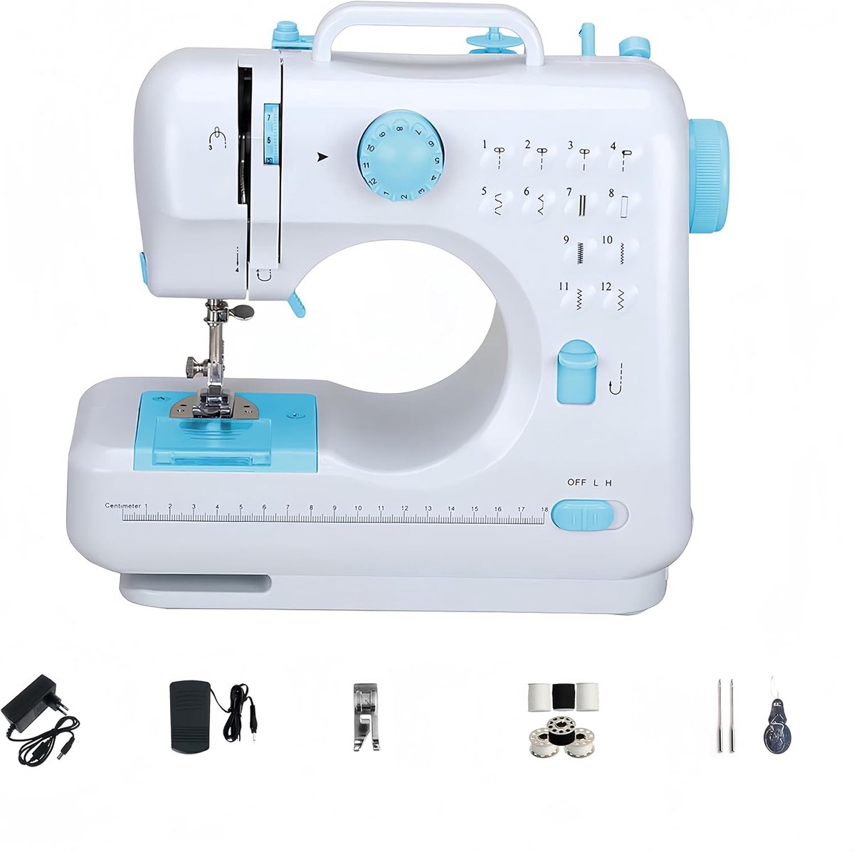 Naaimachine voor beginners met 12 steken (blauw)