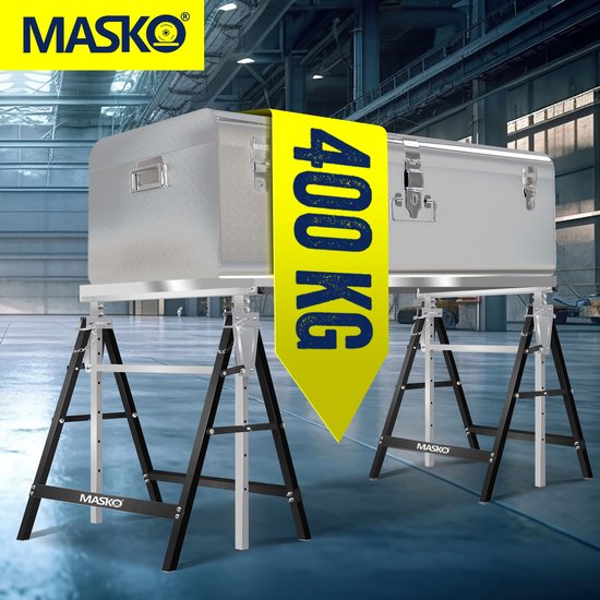 MASKO® Telescopische schraag - Belastbaar tot 200 kg - Verstelbaar 80-130 cm - 8-delig - Zilver/zwart