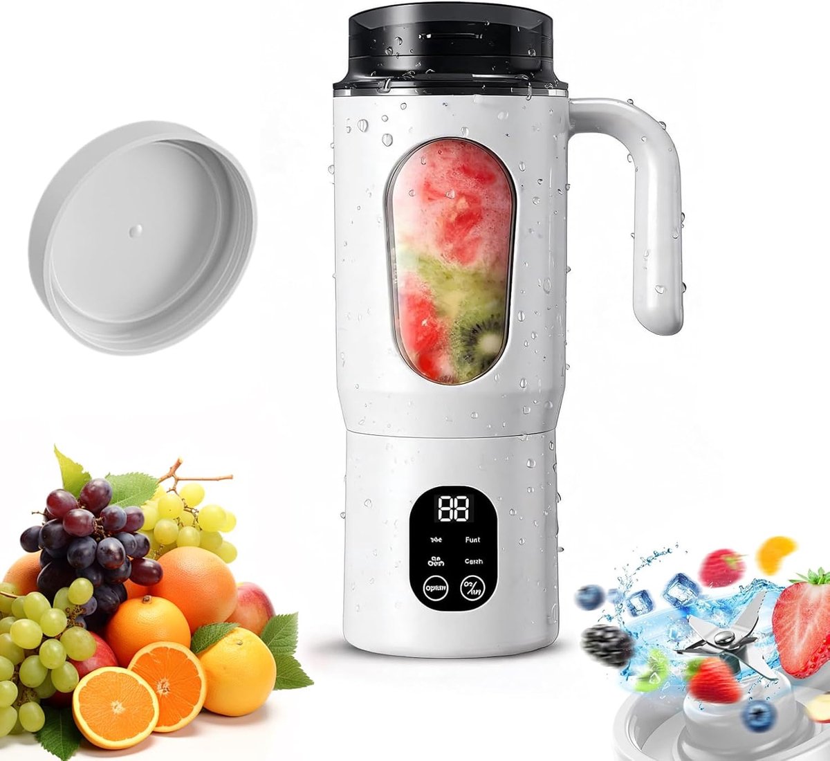 SnelShoppen - Draagbare Mixer 580 ml, Persoonlijke Mini-Sapcentrifuge, Oplaadbare Smoothiemaker met 12 Roestvrijstalen Messen, USB-C, Perfect voor Rei