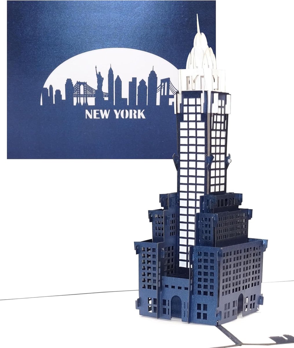 3D pop-up kaart New York - Skyline & Crysler Building - New York kaart als souvenir & reisvoucher VS, Amerika - uitnodigingskaart en geschenkverpakking