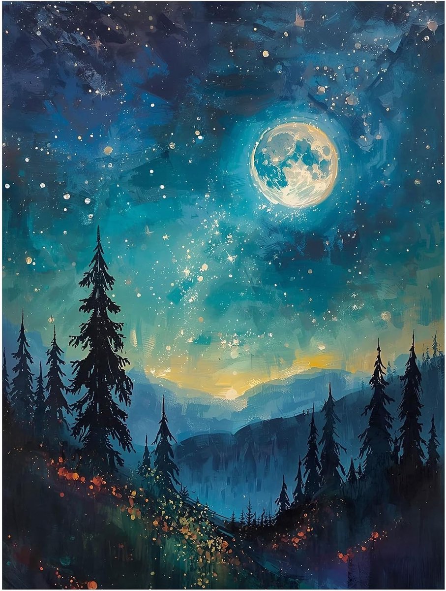 Diamond Painting landschap bos - DIY Diamond Painting Kits voor volwassenen en beginners, 5D diamantschilderset voor cadeau, voor ontspanning en als wanddecoratie 30 x 40 cm