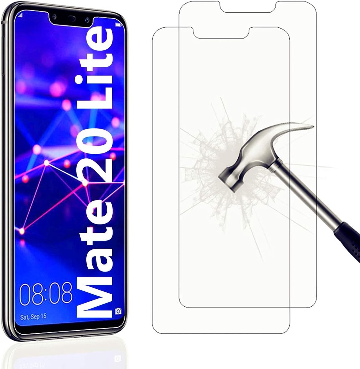[2 stuks] pantserglas compatibel met Huawei Mate 20 Lite pantserfolie gelaagd glas veiligheidsglas hard gehard glas 9H kristalhelder anti-kras anti-olie