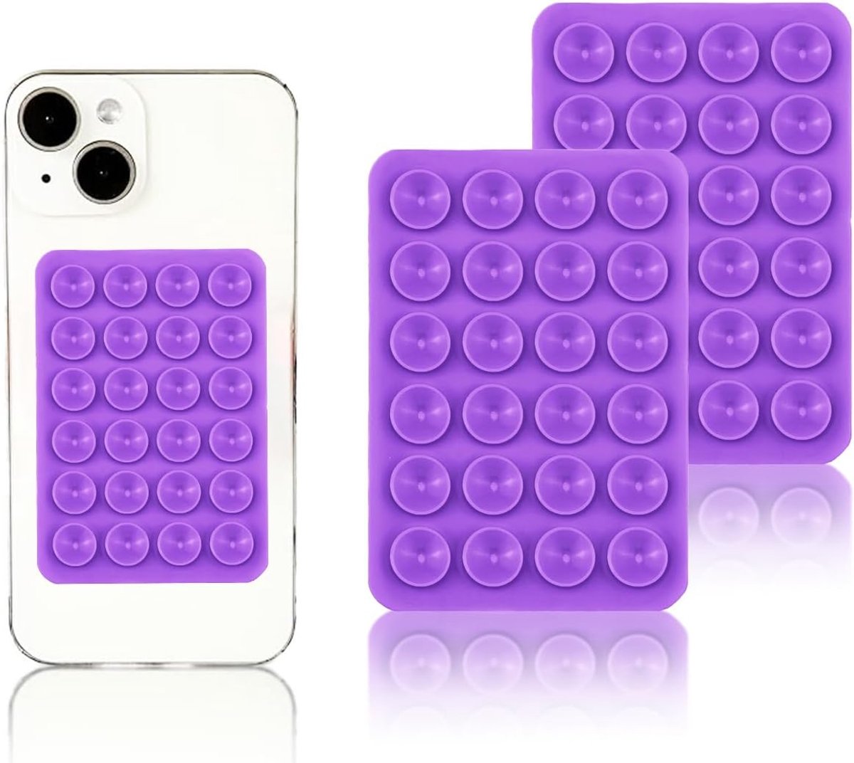 2-delige siliconen zuigtelefoonbeugel, handsfree Fidget Toy spiegel douche telefoonhouder, video's en selfies (paars)'