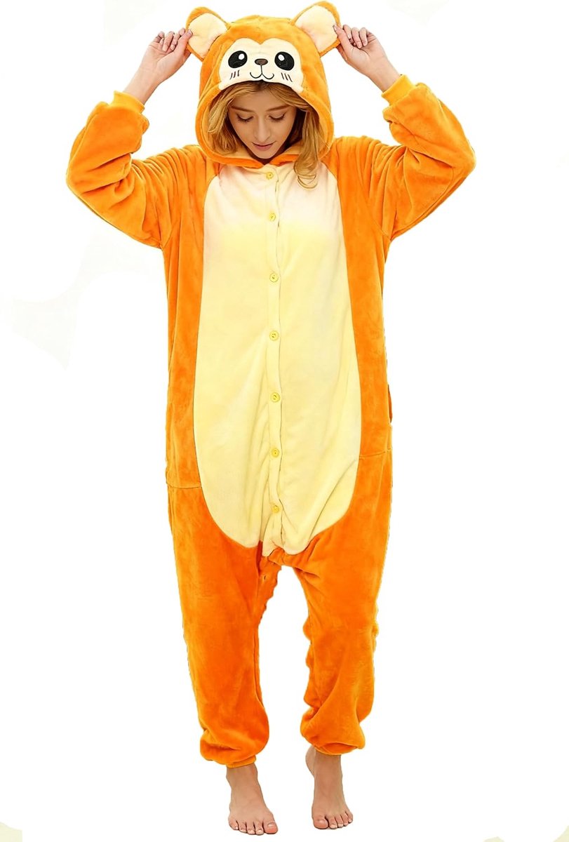 Pyjama voor carnaval, Kerstmis, party, kostuum, dier, Halloween, cosplay, volwassenen, eendelig, uniseks, voor dames en heren (L/XL, aap)