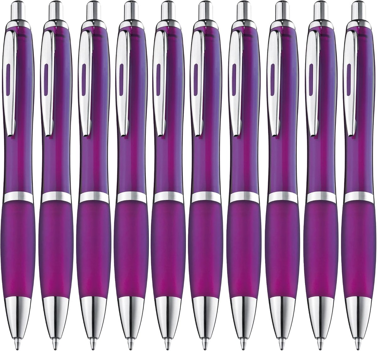 Balpen, 50 stuks, premium balpenset, hoogwaardig, antislip pen voor eenvoudig en zacht schrijven, blauwschrijvende balpen, paars