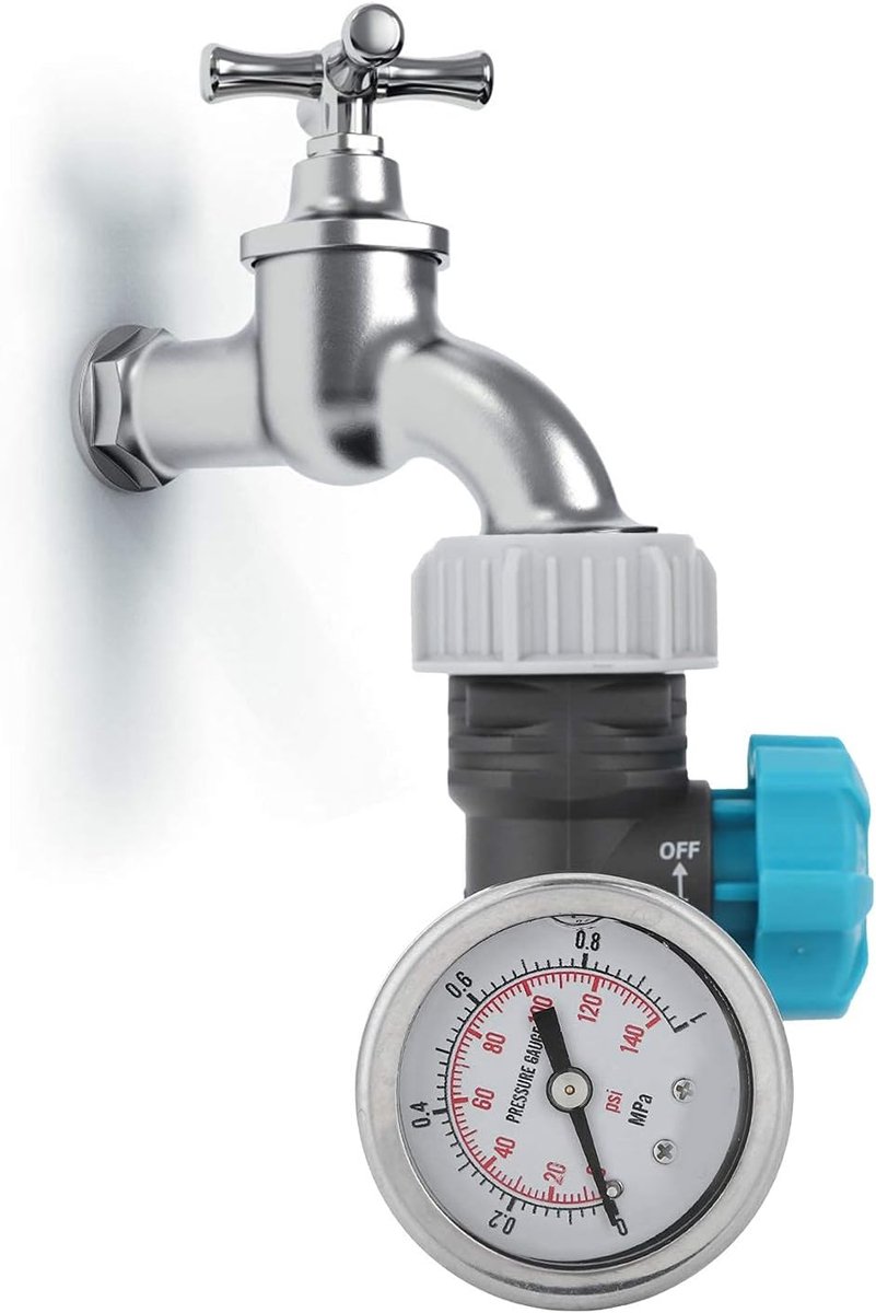 G3/4in Regelbare Waterdrukregelklep, Waterdrukregelklep met manometer, voor Serre Tuin Irrigati Watering Controller
