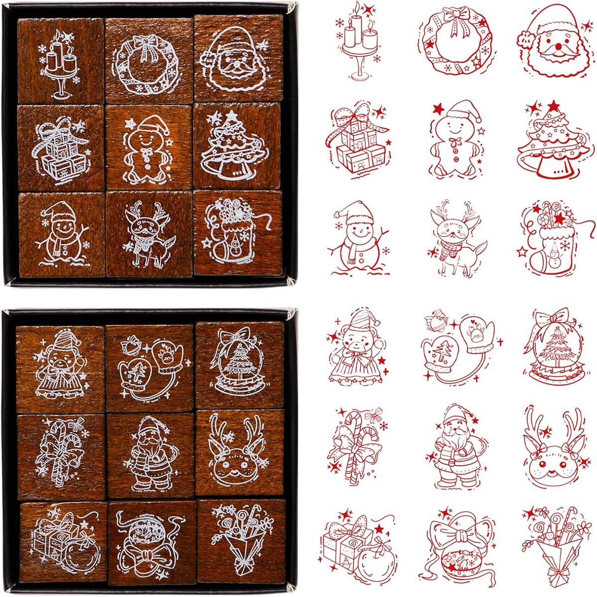 Houten stempel Kerstmis houten stempel Merry Christmas Set rubberen stempels Kerstmis gemaakt van hout voor scrapbooking decoratie cadeau kerstfeest