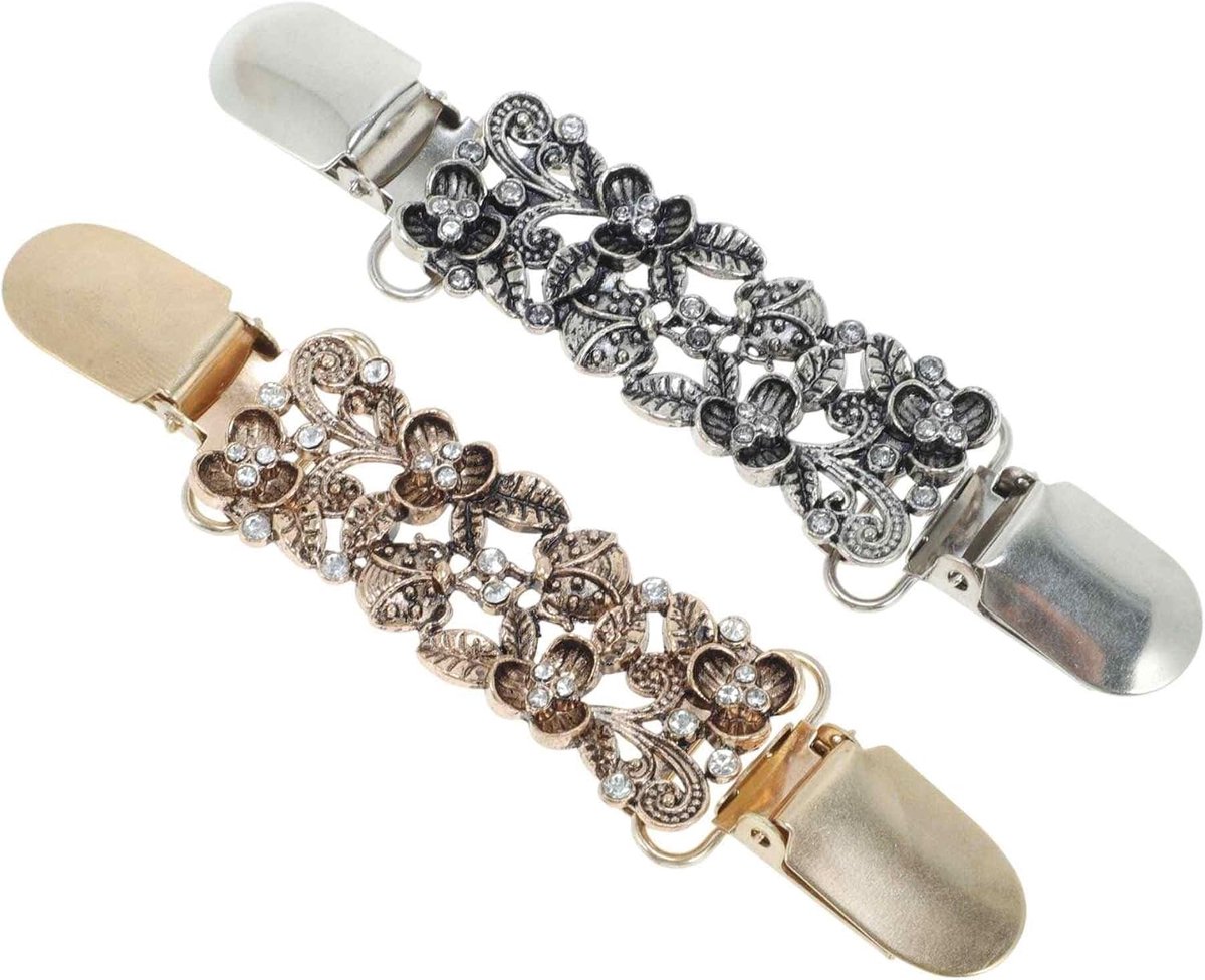 Stijlvol en praktisch, trui-clips, kraag, kledingclip, houdt je mantel op zijn plaats, zilver- en goudtinten, 2 stuks