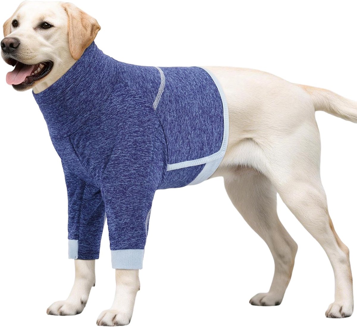 Herstelpak voor operaties voor honden - Ademend en zacht postoperatief vest met elleboogbeschermers, riemgat | Alternatief voor kegels, blauw, M