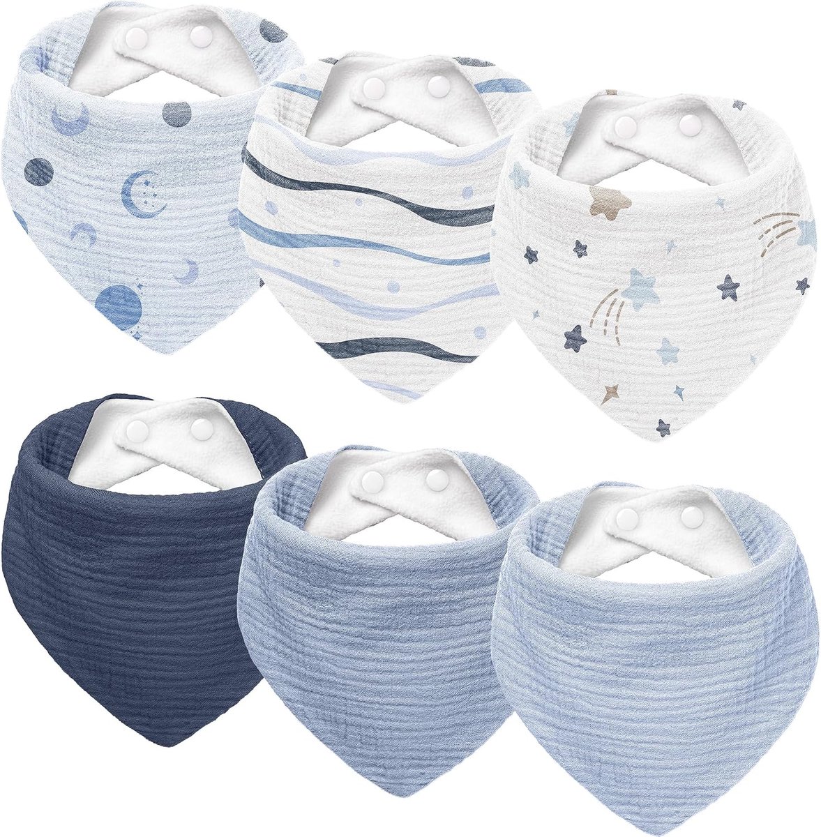 Slabbetje baby driehoekige sjaal baby mousseline halsdoek baby voor jongens en meisjes, sabbelslabbetjes baby verstelbaar 6 stuks, Roze Paars, Eén maat