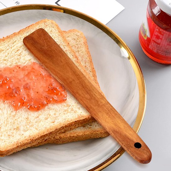 30 cm Teakhouten Spatel voor Koken Niet-Giftig Keukengereedschap Schraper Spurtle Keukengereedschap Platte Houten Ei Spatel Spatels Keerder Kooklepel Bamboe Spatel Keerder Gietijzer Zuurdesem Roerder — afbeelding 2