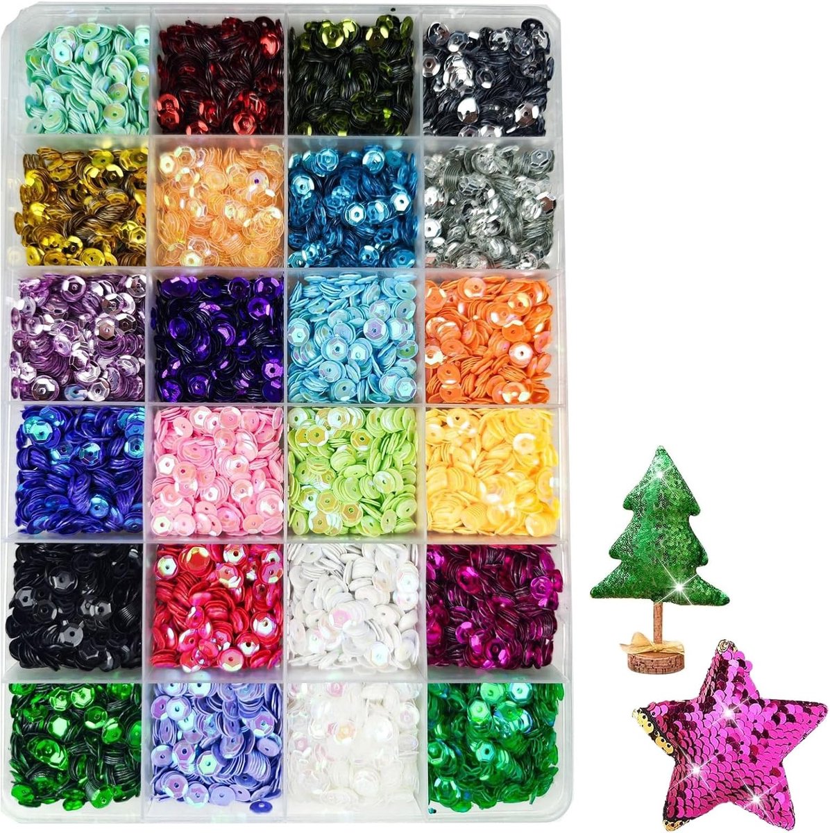 Pailletten 36000 stuks gekleurd 5mm 24 kleuren kleine ronde decoratieve glitter voor DIY knutselen kaarten kleding sieraden feest