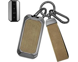Beschermhoes voor autosleutel, compatibel met Chery 2025 2026, Jaecoo J5, Jaecoo 5, Omoda, sleutelbehuizing, sleutelhanger, leer, zinklegering, sleutelhoes, sleuteletui, bruin, nr. 2
