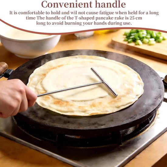Set van 2 pannenkoekenverdelers en pannenkoeken, roestvrij staal, comfortabele handgreep, deegverdeler, spatel voor pannenkoeken, galette, pannenkoeken, pannenkoeken, pannenkoeken, pannenkoeken — afbeelding 4